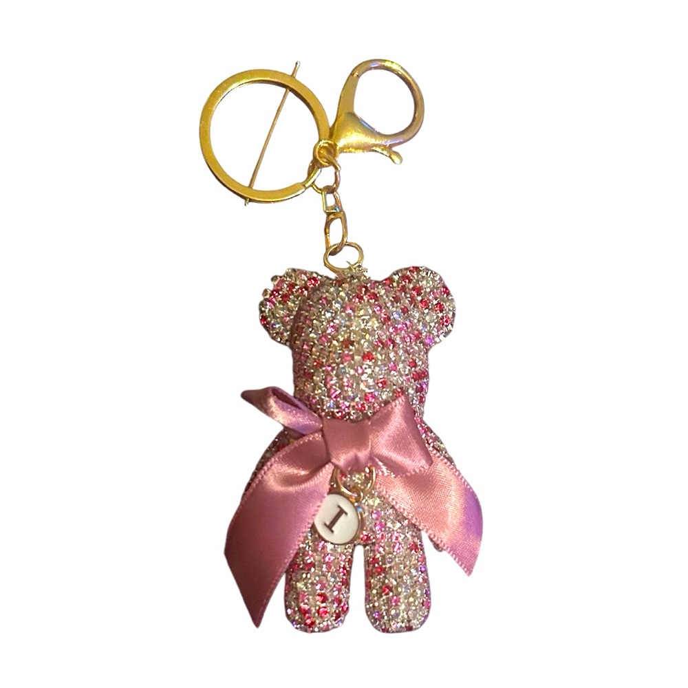 Bling Rhinestone Bear Keychain Pink